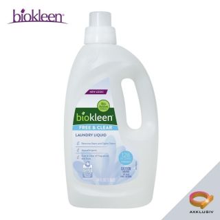 Biokleen Laundry Liquid 128 Loads Free & Clear (64oz / 1890ml) / Plant-derived Ingredients / No Artificial Fragrances or Dyes / Made in USA