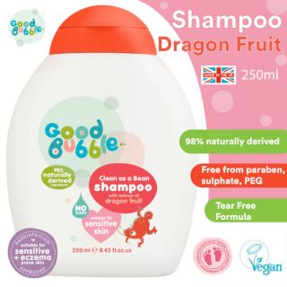 Good Bubble Baby Shampoo w/ Dragon Fruit Extract (250ml) / 98% Naturally Derived / Free from parabens & sulphates / Tear-free Formula / Made in the UK
