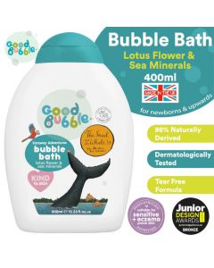 Good Bubble Snail & Whale w/ Lotus Flower & Sea Minerals Baby Bubble Bath (400ml) / 98% Naturally Derived / Dermatologically Tested / Tear-free Formula / Made in the UK