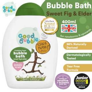 Good Bubble Stick Man w/ Sweet Fig & Elder Baby Bubble Bath (400ml) / 98% Naturally Derived / Dermatologically Tested / Tear-free Formula / Made in the UK